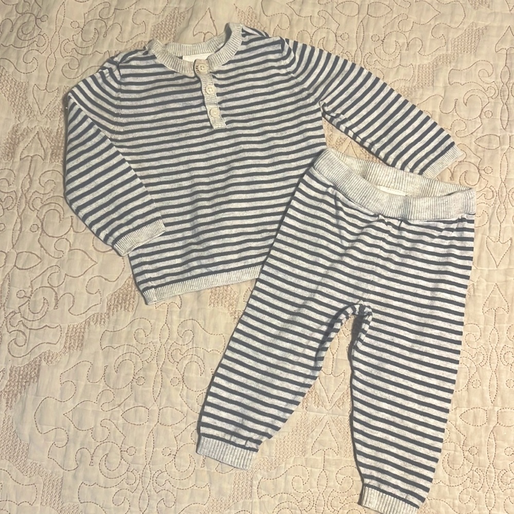 Cute matching grey striped set